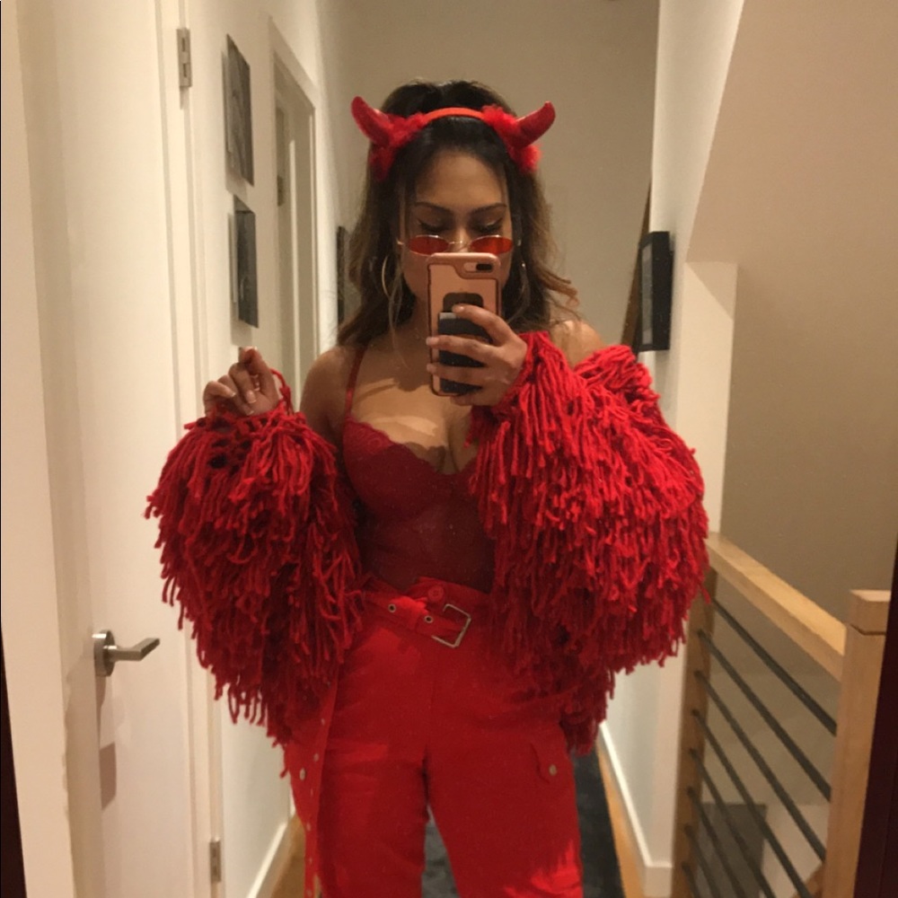 Red Shag Cardigan